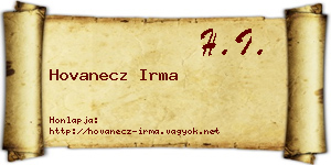 Hovanecz Irma névjegykártya