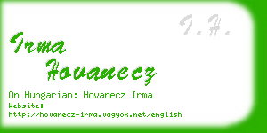 irma hovanecz business card